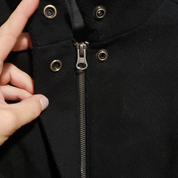 Mossimo Supply Co. Black Peacoat with Zipper Closure and Ruffle - Picture 3 of 9